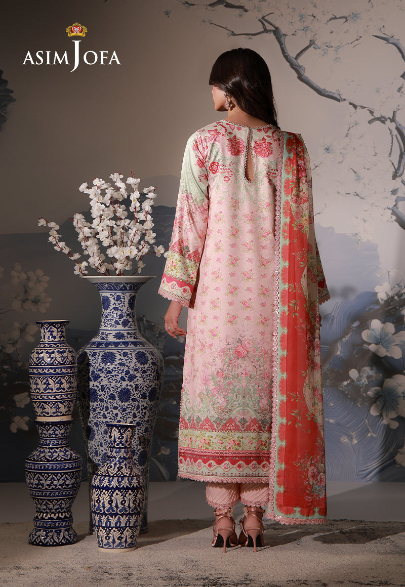 AJCS-10 Printed Charmeuse Silk Unstitched 3 Pcs