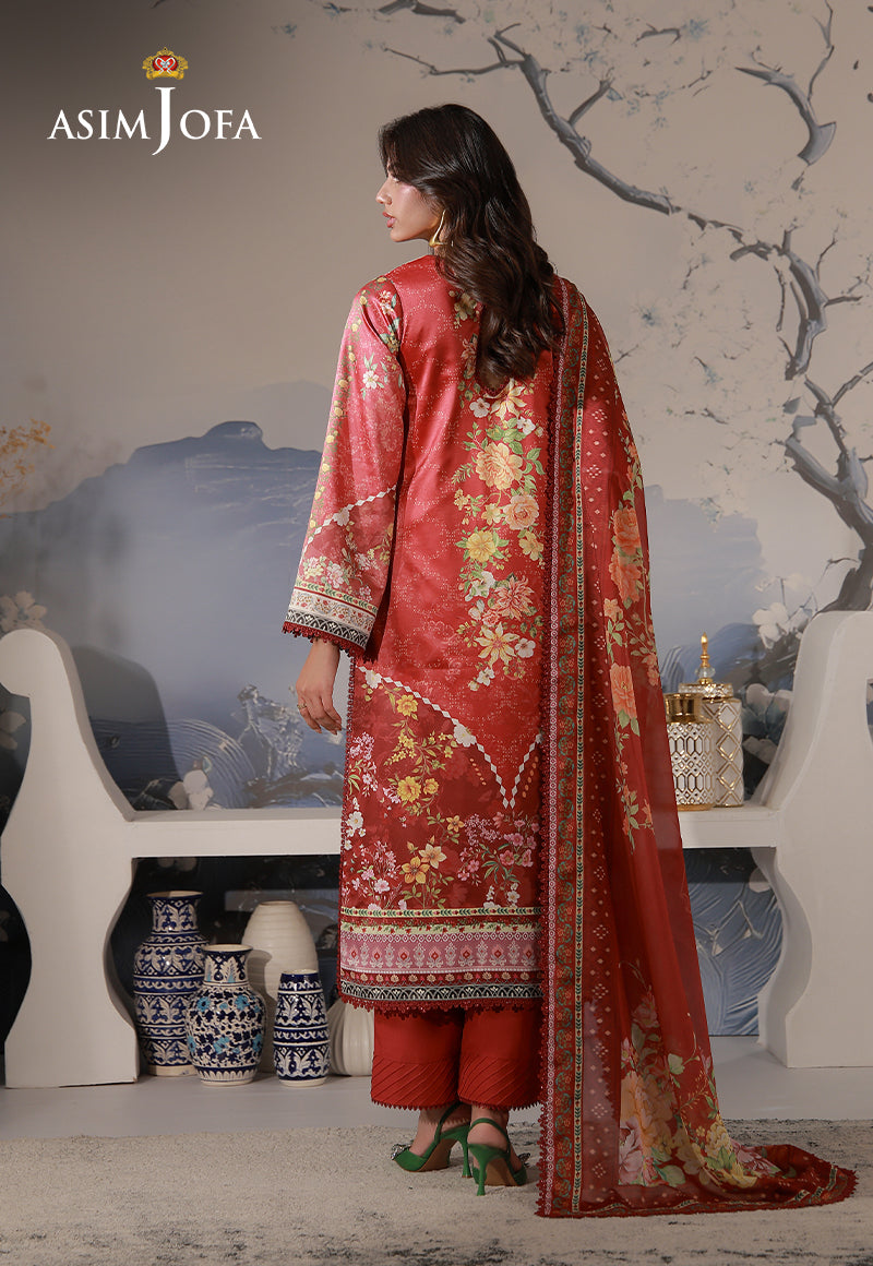 AJCS-03 Printed Charmeuse Silk Unstitched 3 Pcs