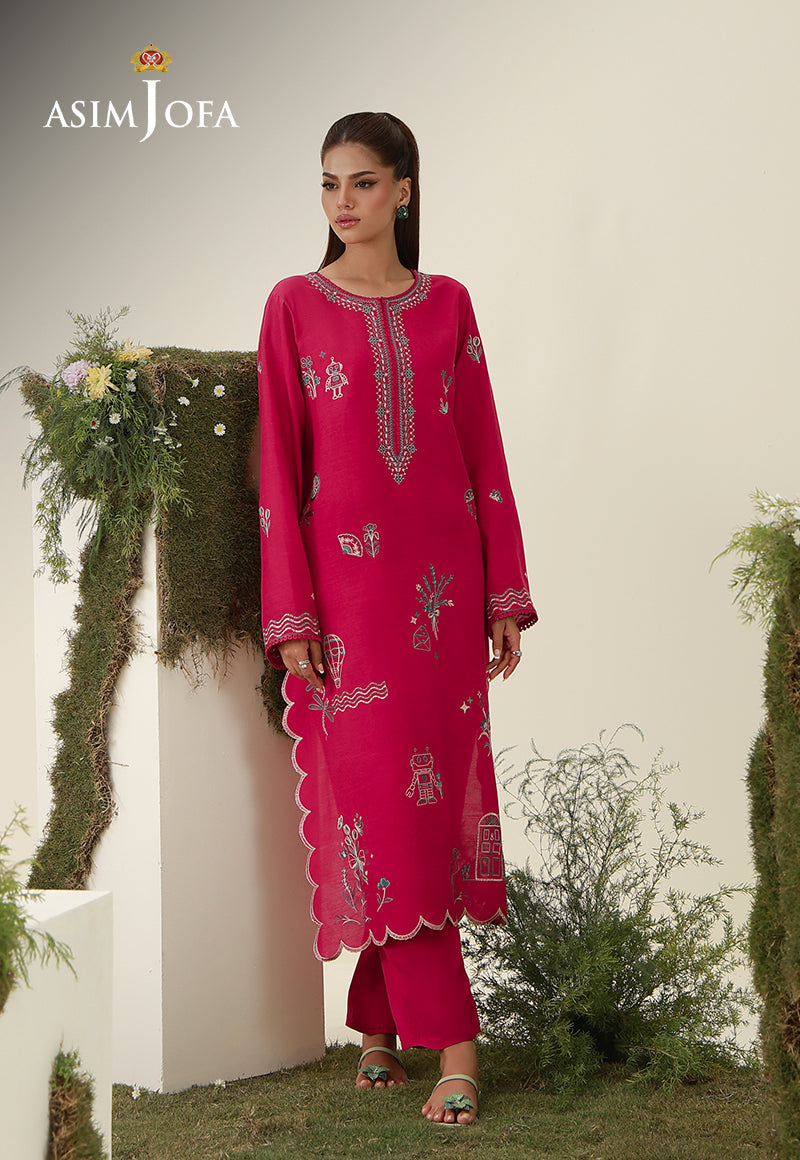 AJPB-305 Embroidered Raw Silk Stitched 2pcs