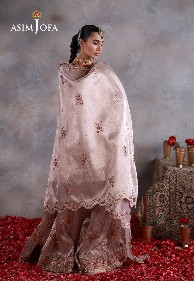 AJULN-15 Embroidered Zari Tissue Net Unstitched 3 Pcs