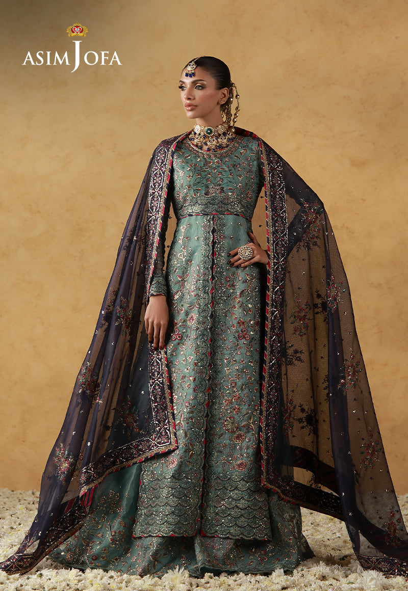 AJULND-05 Embroidered Javeria Net Stitched 3 Pcs