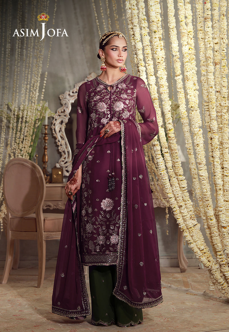 AJULFE-11 Embroidered Chiffon Unstitched 3 Pcs