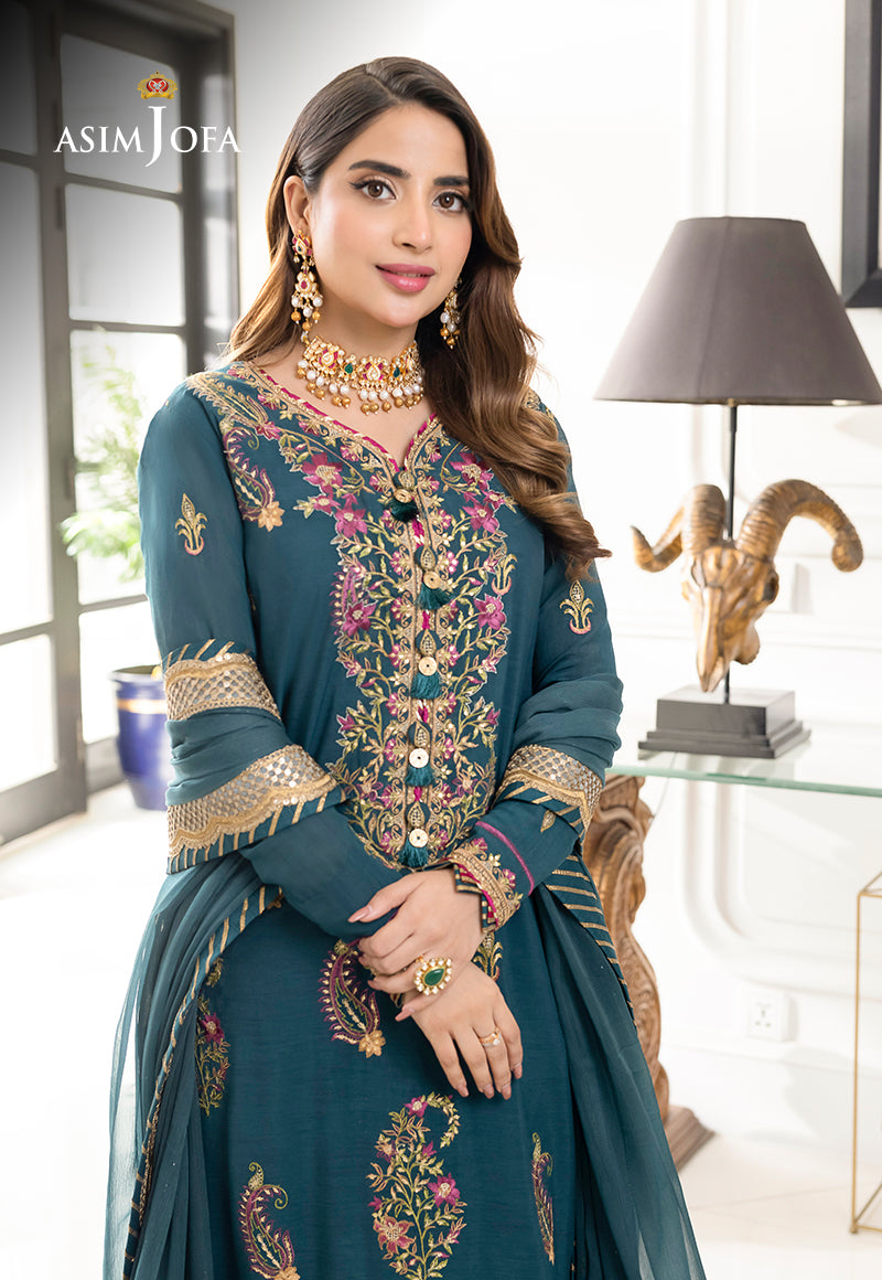 AJJMD-08 EMBROIDERED CHANDERI COTTON 3 PCS