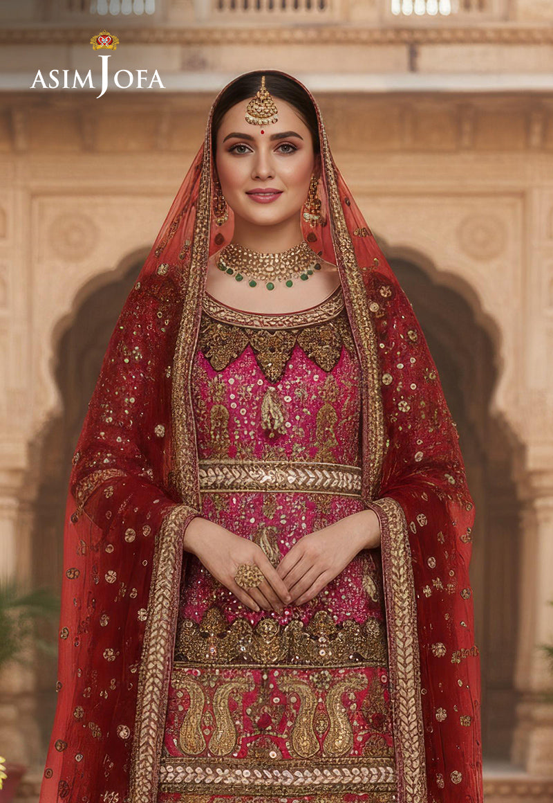 AJBRD-12 HAND EMBROIDERED BRIDAL DRESS 3 PCS
