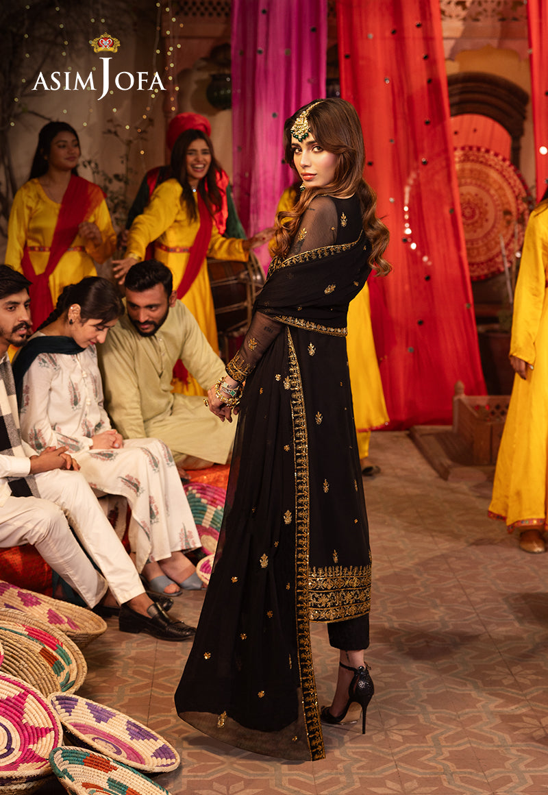 AJCDB-19 EMBROIDERED CHIFFON STITCHED 3 PCS
