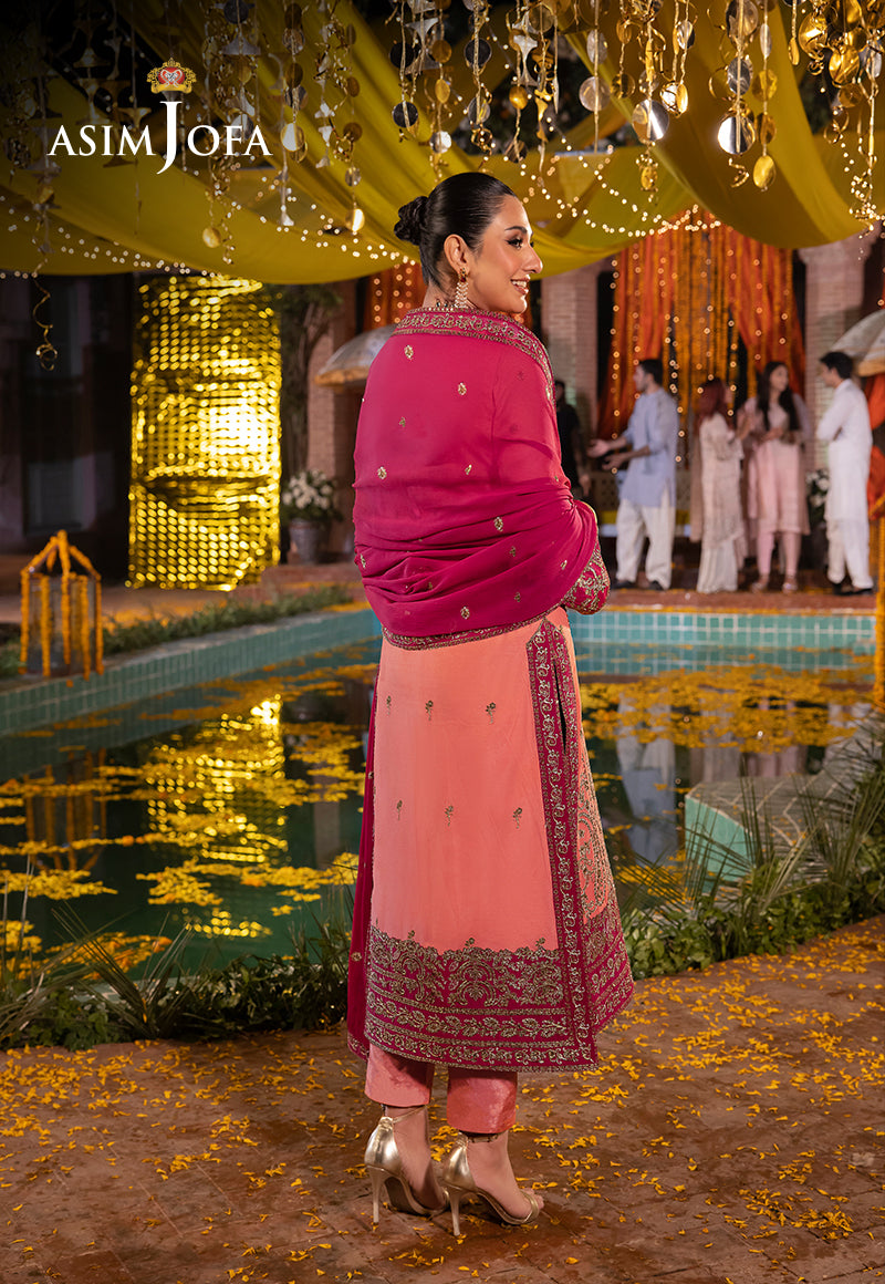 AJDAB-28 EMBROIDERED CHIFFON STITCHED 3 PCS