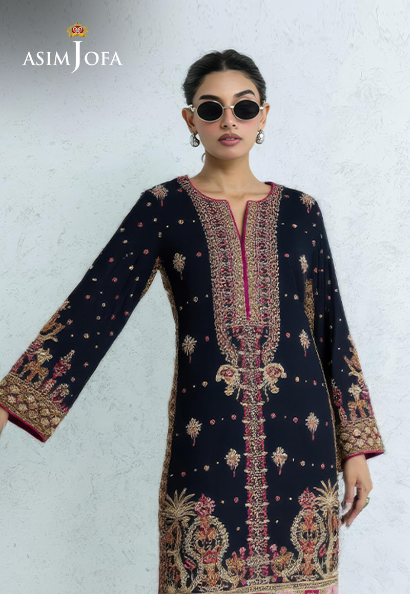 AJDSAI-159 EMBROIDERED RAW SILK STITCHED 2 PCS