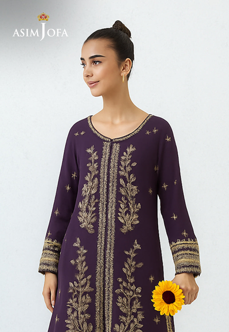 AJDSAI-160 EMBROIDERED CHIFFON STITCHED 2 PCS