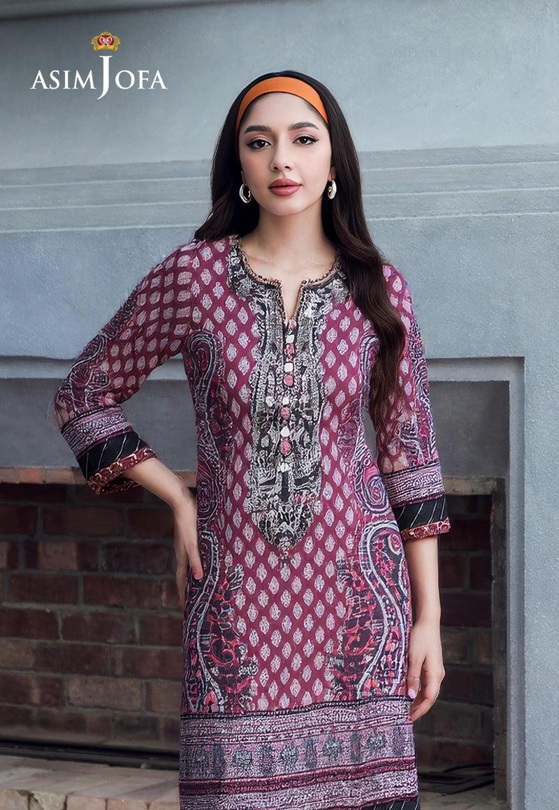 AJDSAI-167 PRINTED EMBROIDERED KHADDAR STITCHED 3 PCS