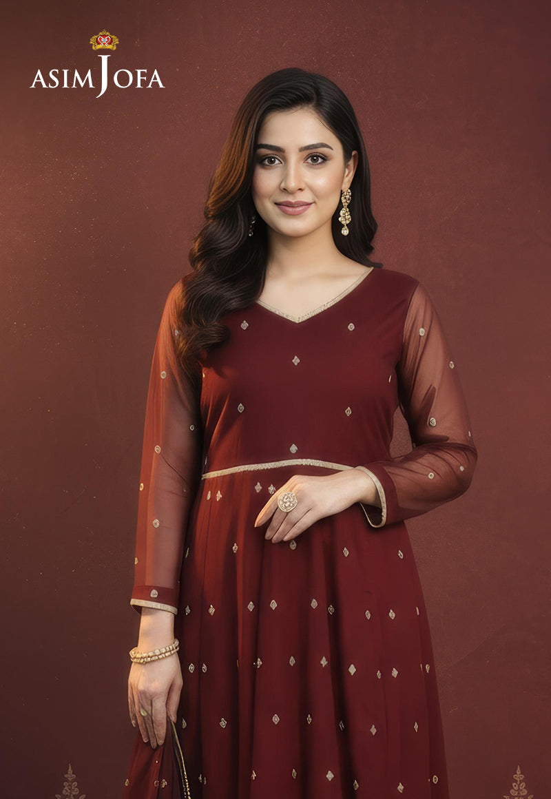 AJDSAI-177 EMBROIDERED ORGANZA STITCHED 2 PCS