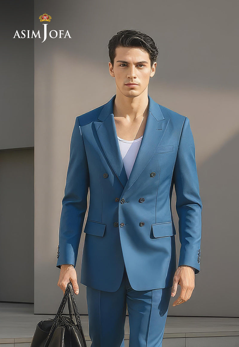 AJDSAI-195 BLUE SUIT STITCHED 2 PCS