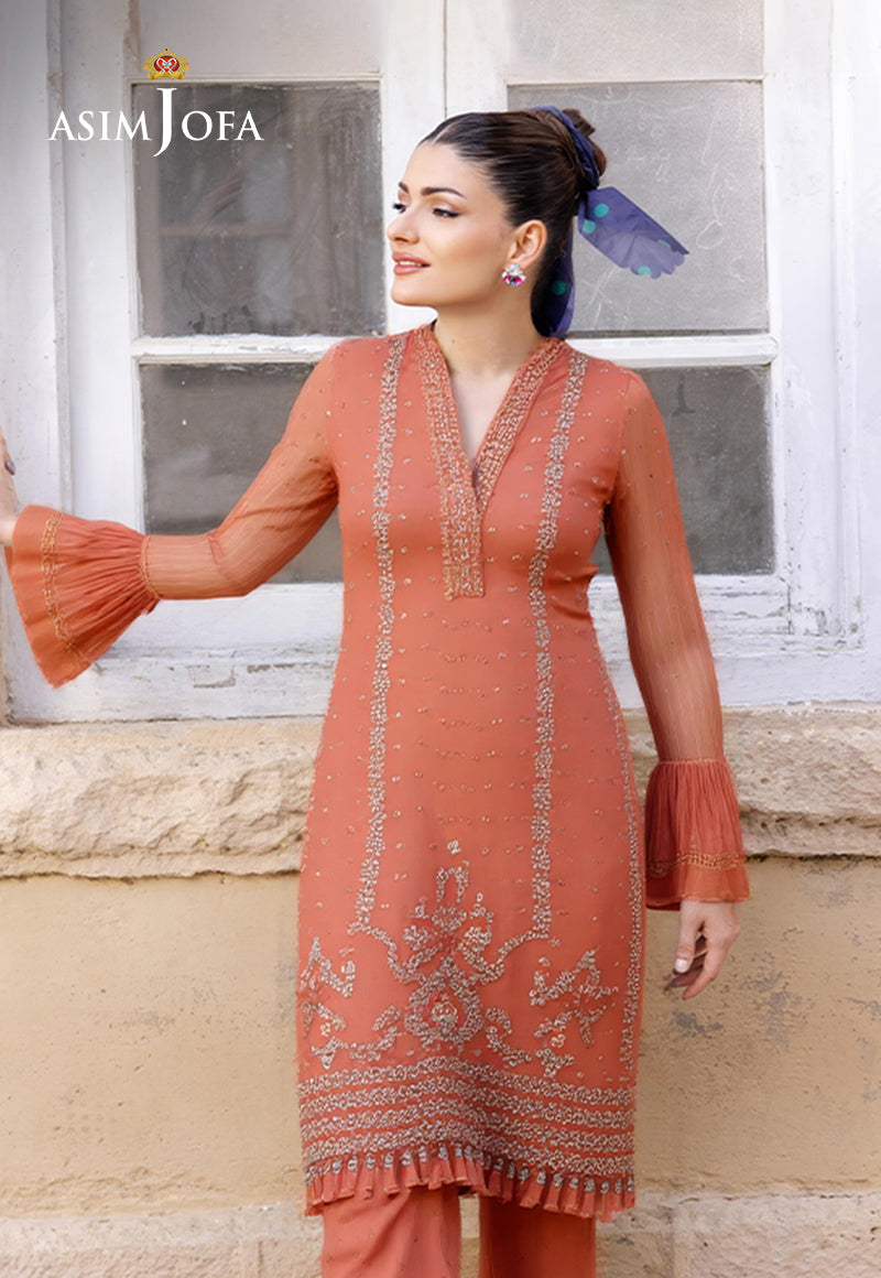 AJDSAI-291 EMBROIDERED ORGANZA STITCHED 3 PCS