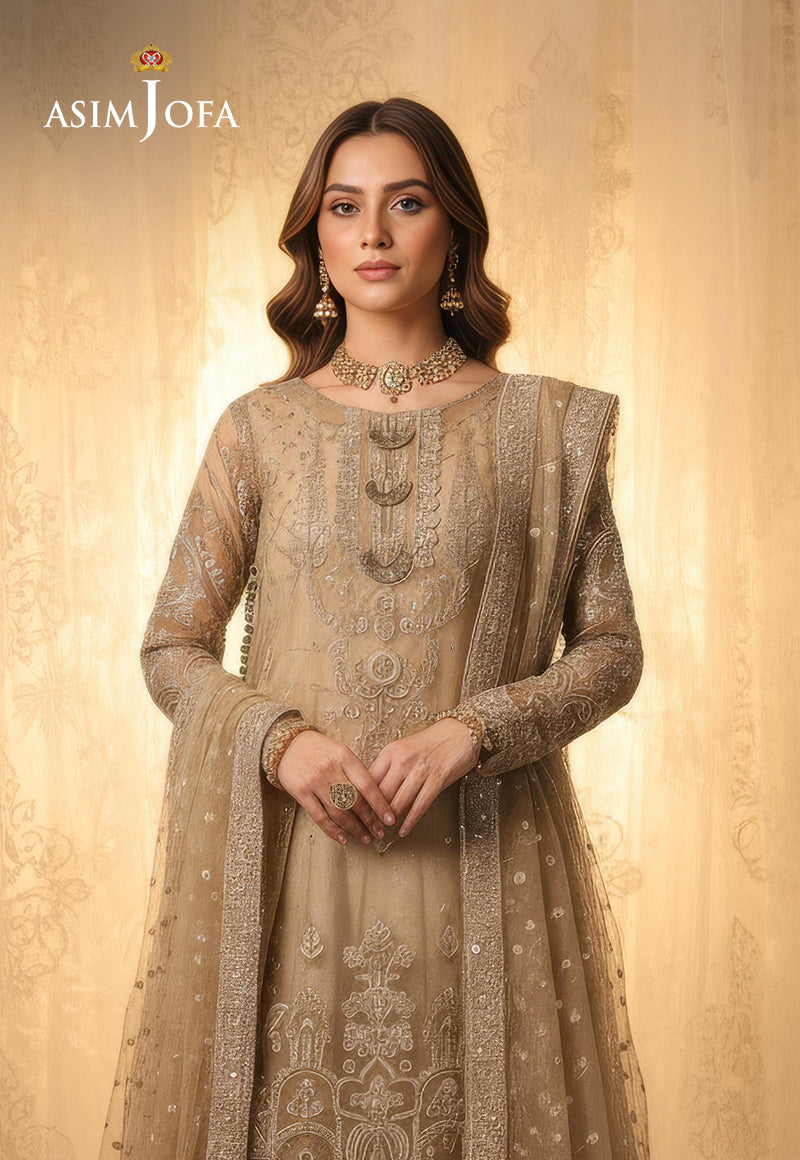 AJDSAI-294 EMBROIDERED ORGANZA STITCHED 2 PCS