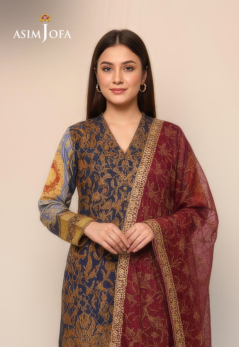 AJDSAI-329 EMBROIDERED LAWN STITCHED 3 PCS