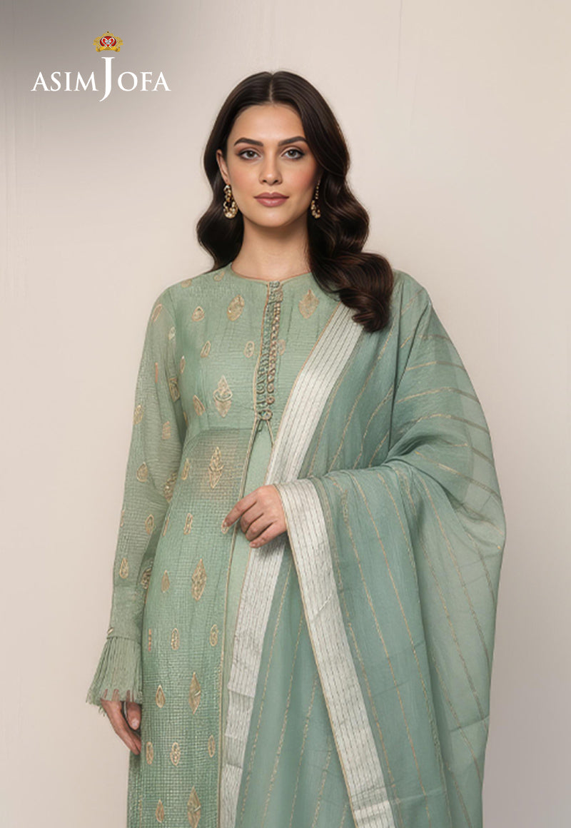 AJDSAI-331 EMBROIDERED ORGANZA STITCHED 3 PCS