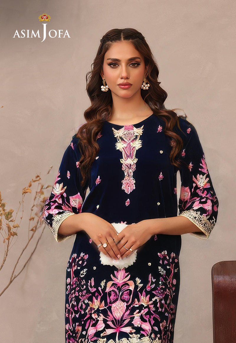 AJDSAI-584 EMBROIDERED VELVET STITCHED 2 PCS