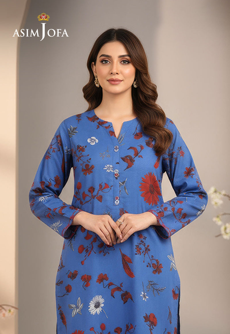 AJDSAI-629 PRINTED SLUB LAWN STITCHED 2 PCS
