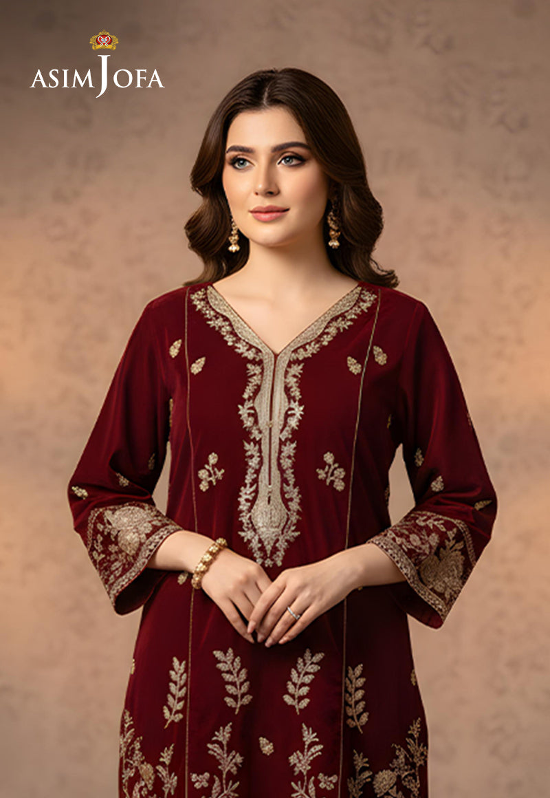 AJDSAI-630 EMBROIDERED VELVET STITCHED 2 PCS