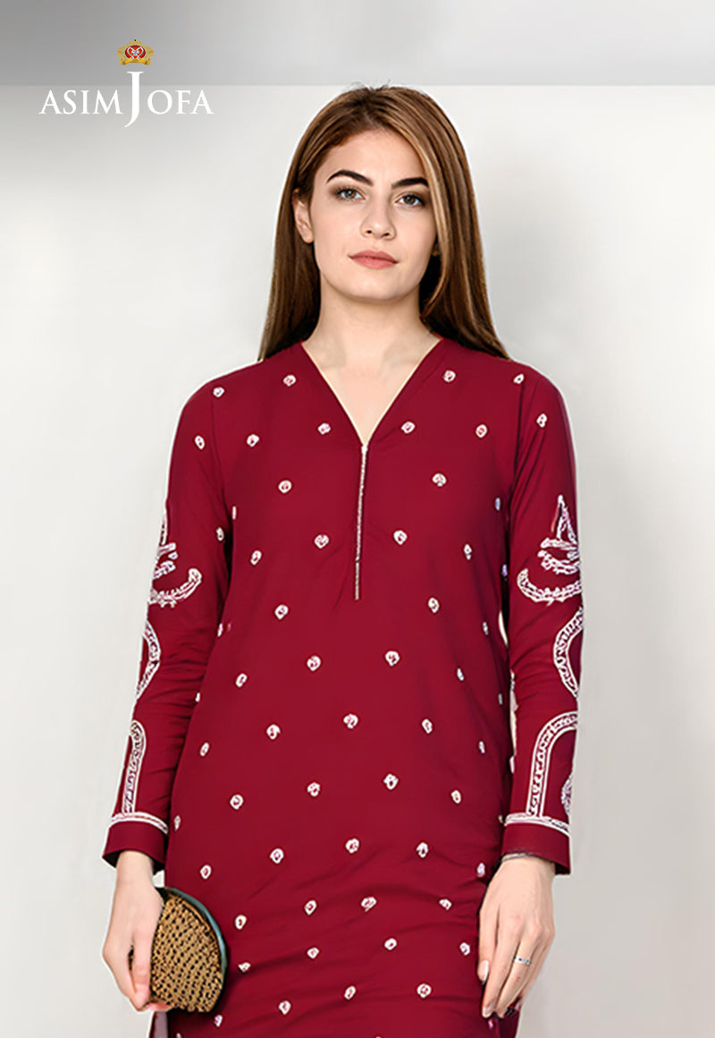 AJDSAI-656 EMBROIDERED RAW SILK STITCHED 2 PCS