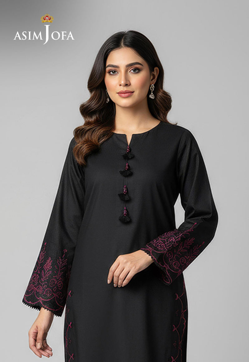 AJDSAI-660 EMBROIDERED RAW SILK STITCHED 2 PCS