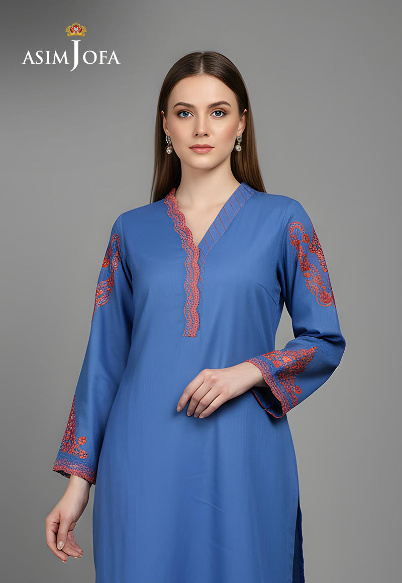 AJDSAI-663 EMBROIDERED DOBBY STITCHED 2 PCS