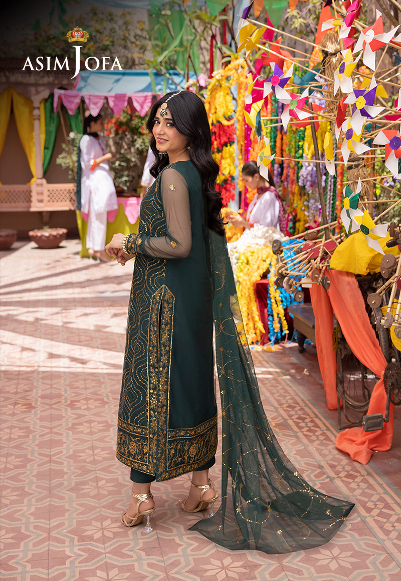 AJEMB-16 EMBROIDERED NET STITCHED 3 PCS