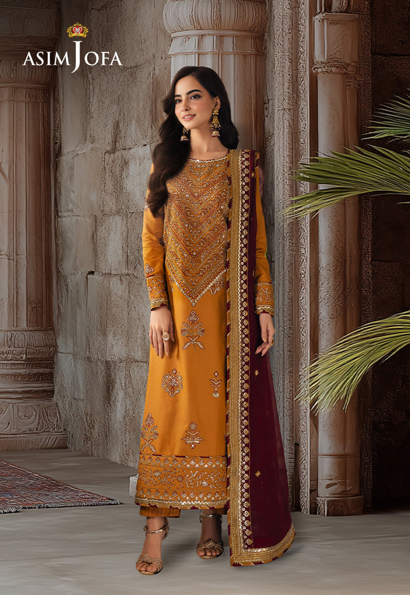 AJHED-07 EMBROIDERED JUMBO SILK STITCHED 3 PCS