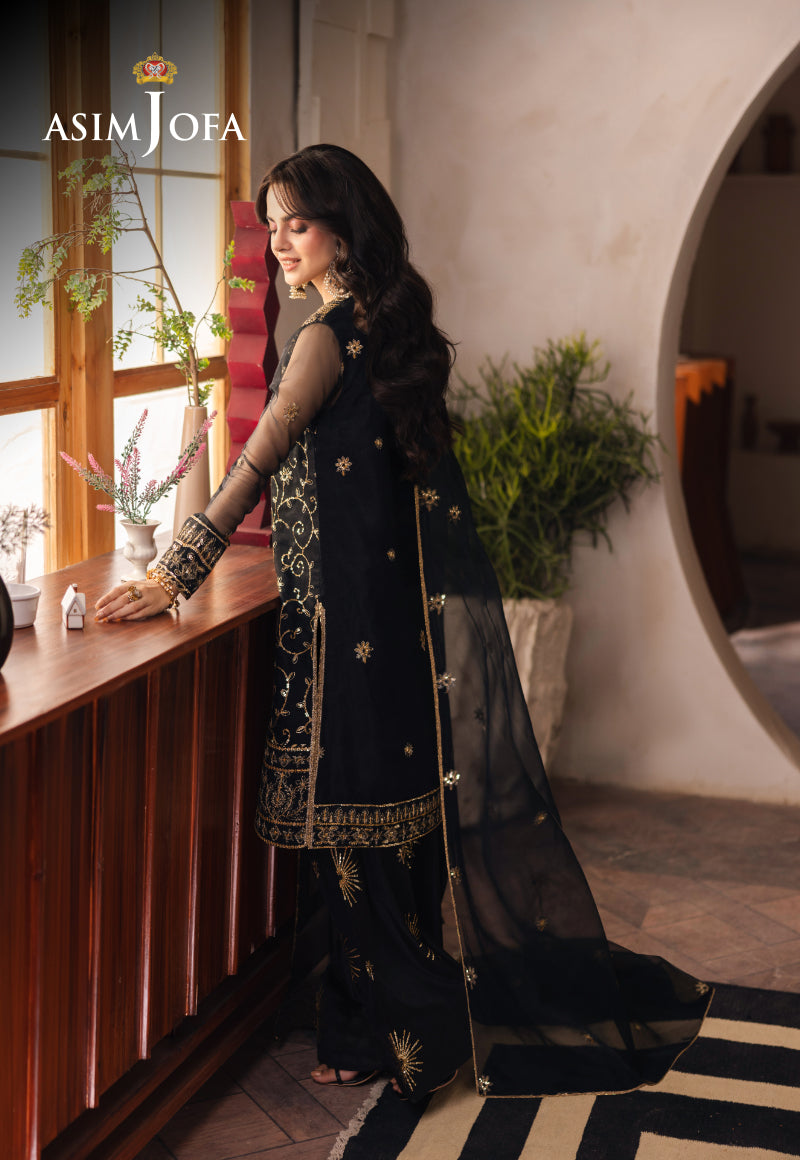 AJHEB-04 EMBROIDERED ORGANZA STITCHED 3 PCS