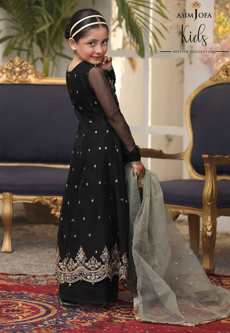 AJKFD-17 EMBROIDERED ORGANZA 3 PCS