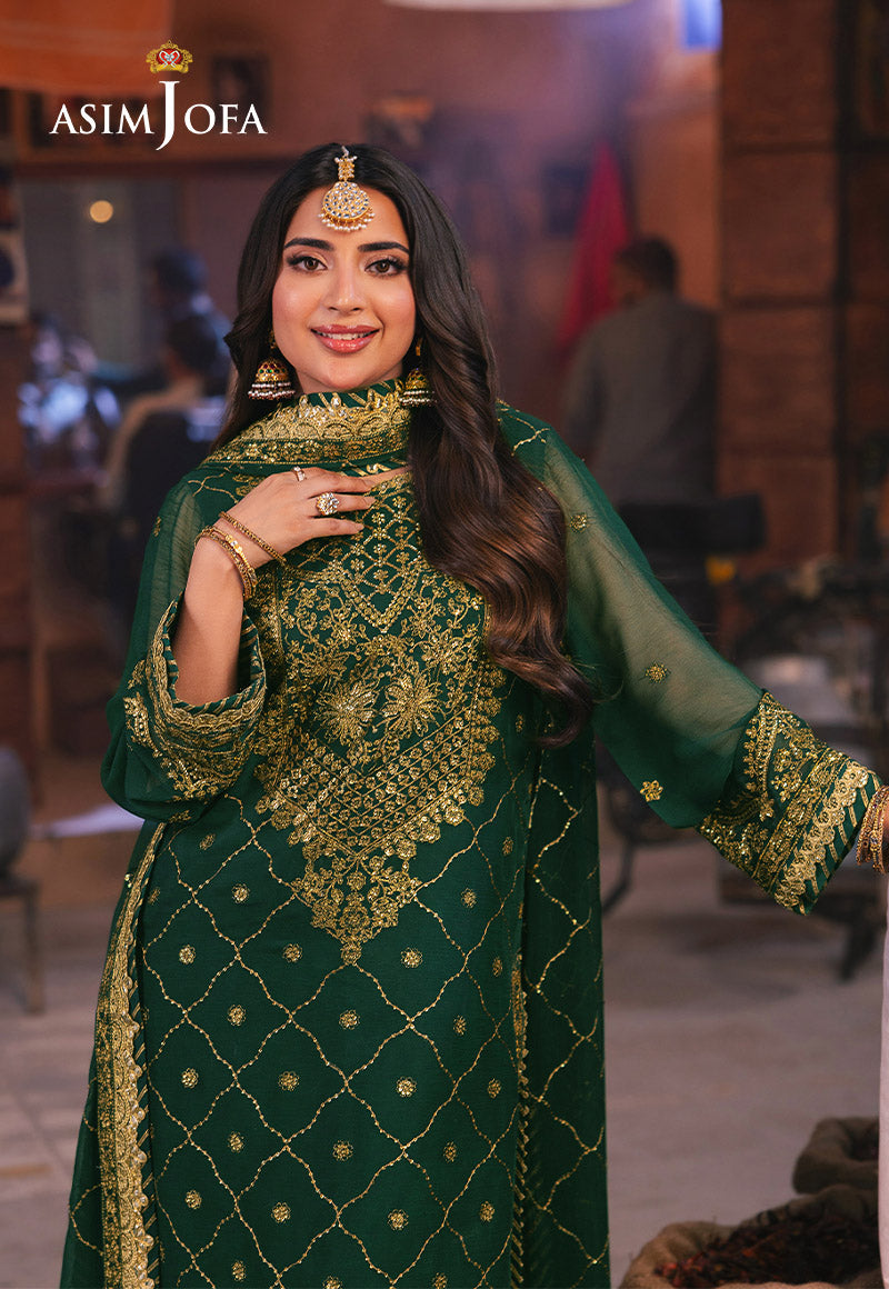 AJKKD-22 EMBROIDERED CHIFFON STITCHED 3 PCS