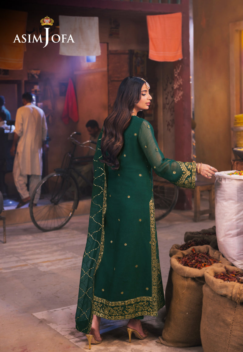 AJKKB-22 EMBROIDERED CHIFFON STITCHED 3 PCS
