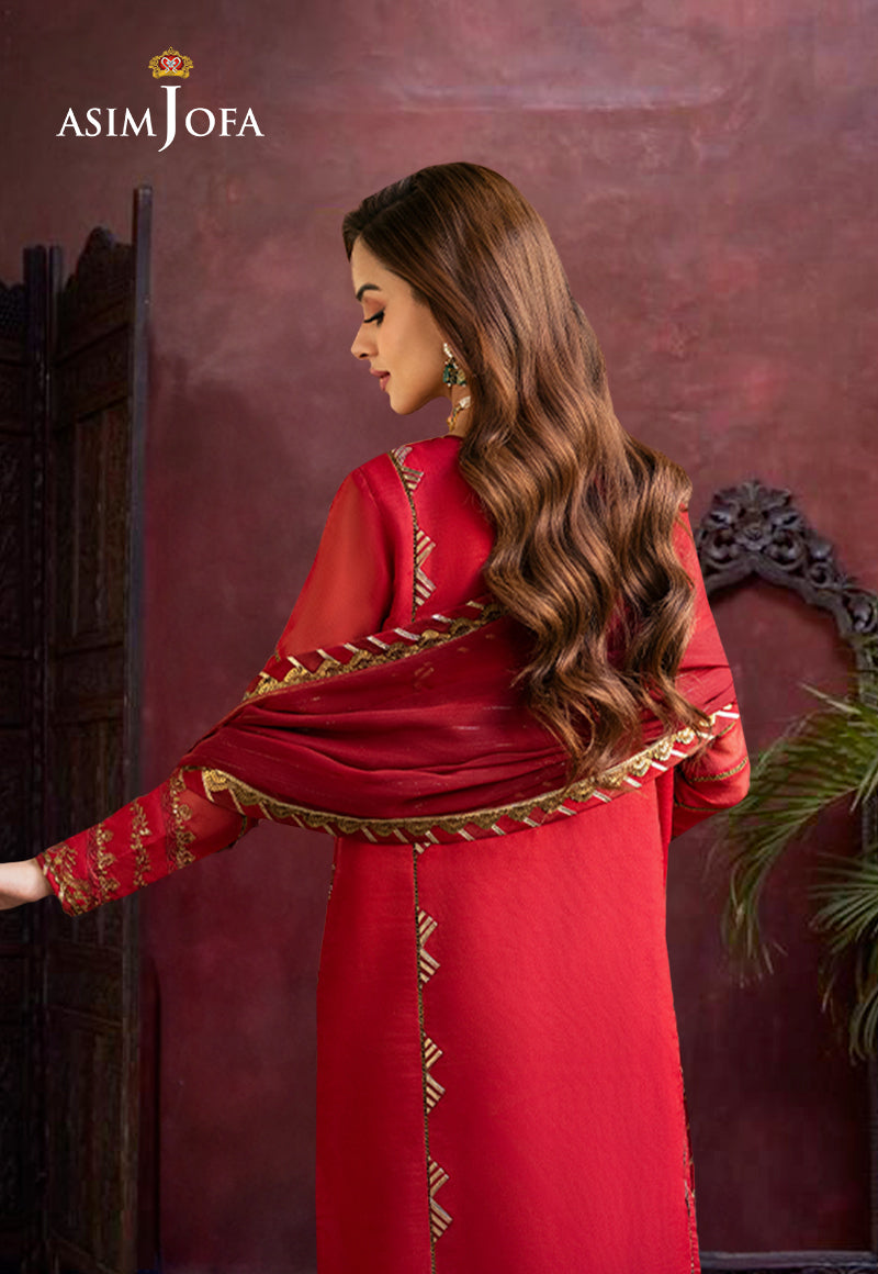 AJKM-15 EMBROIDERED COTTON NET ORGANZA 3 PCS