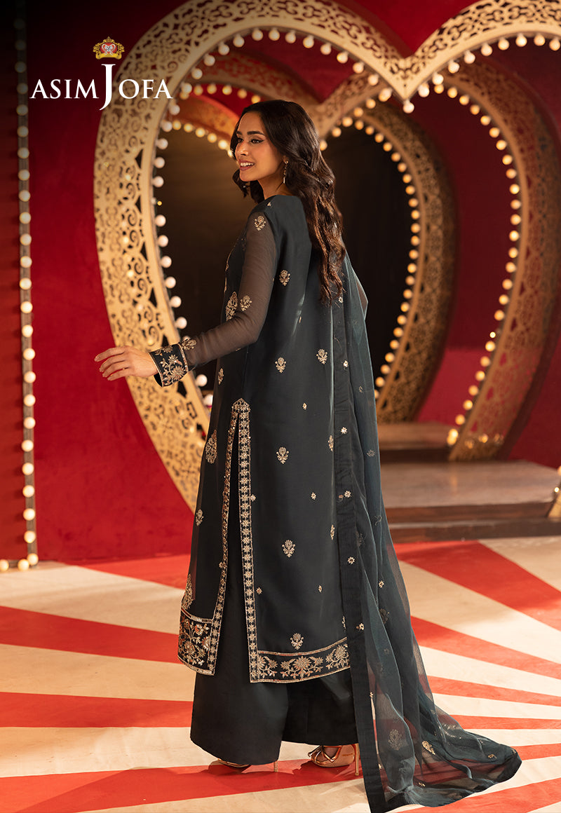 AJLLFB-08 Embroidered Chiffon Stitched 3 Pcs