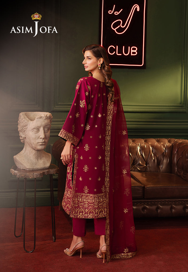 AJPFB-13 EMBROIDERED LAWN SILK STITCHED 3 PCS
