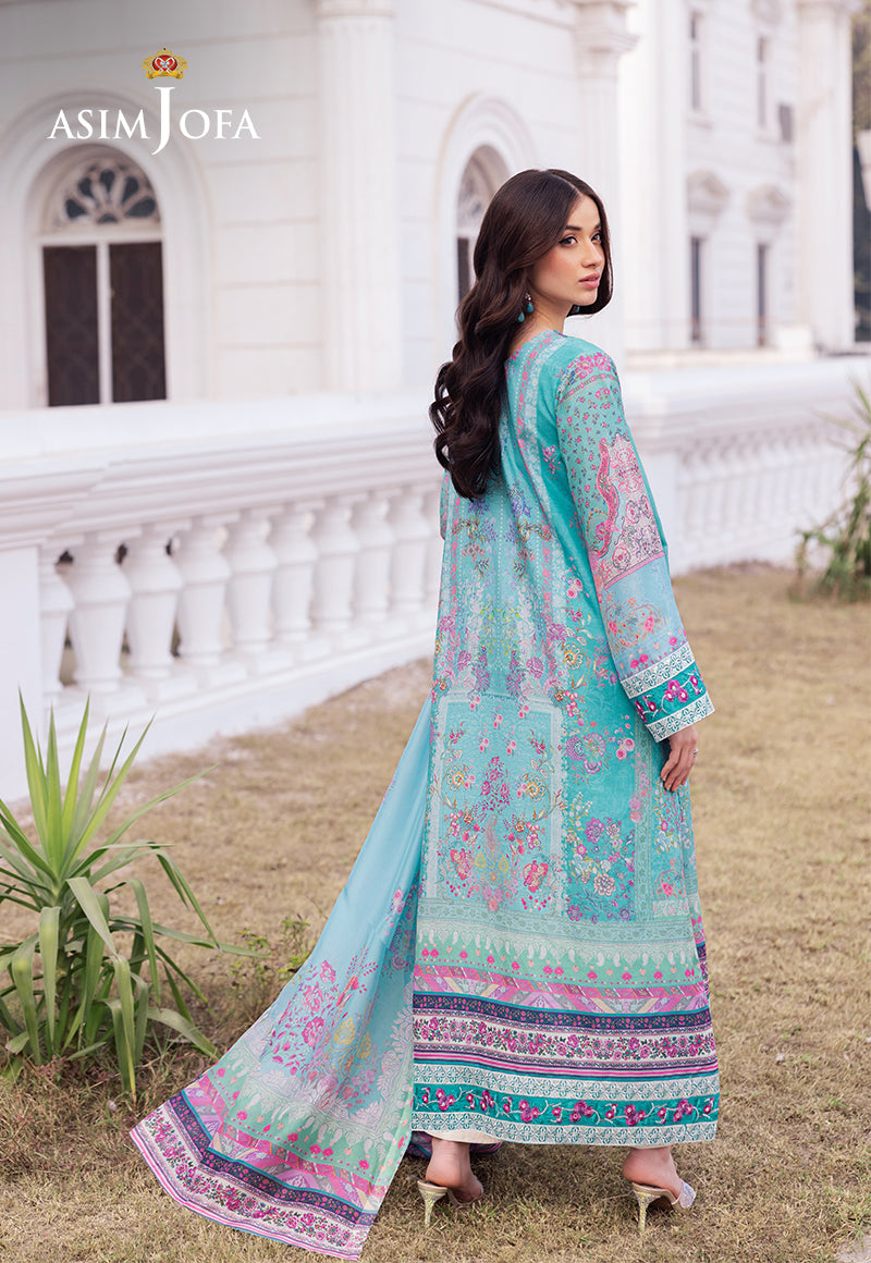 AJRSB-04 DIGITALLY PRINTED EMBROIDERED RAW SILK STITCHED 3 PCS