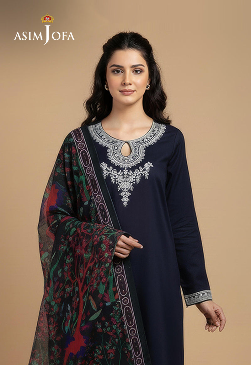 Ajso-122 Unstitched 3 Pcs Shirt Dupatta Trouser