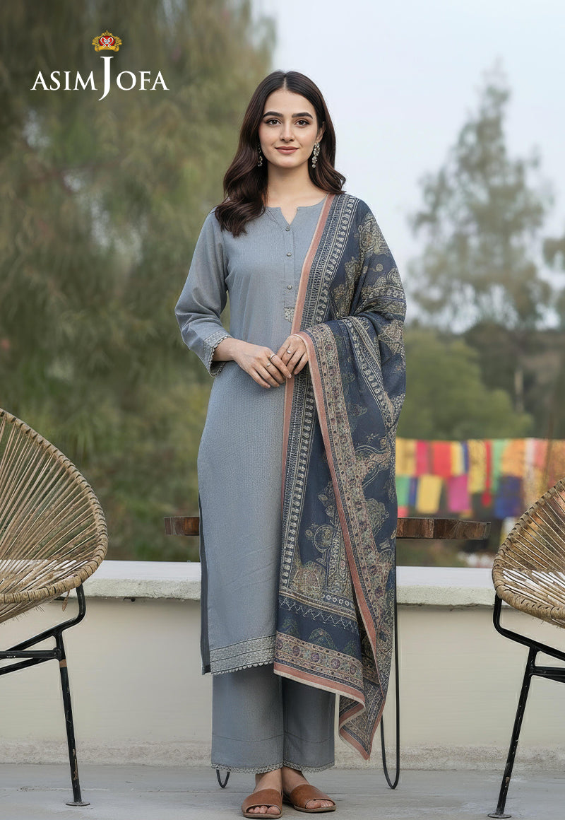 Ajso-136 Unstitched 3 Pcs Shirt Dupatta Trouser