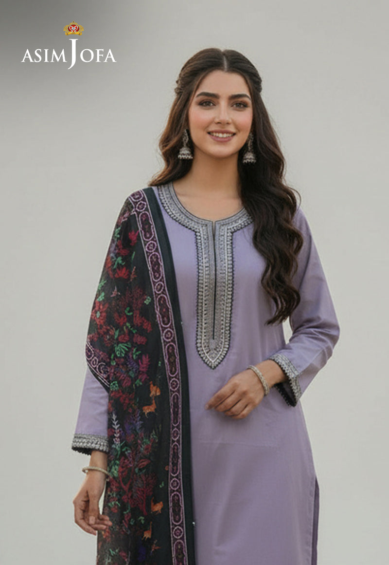 Ajso-140 Unstitched 3 Pcs Shirt Dupatta Trouser