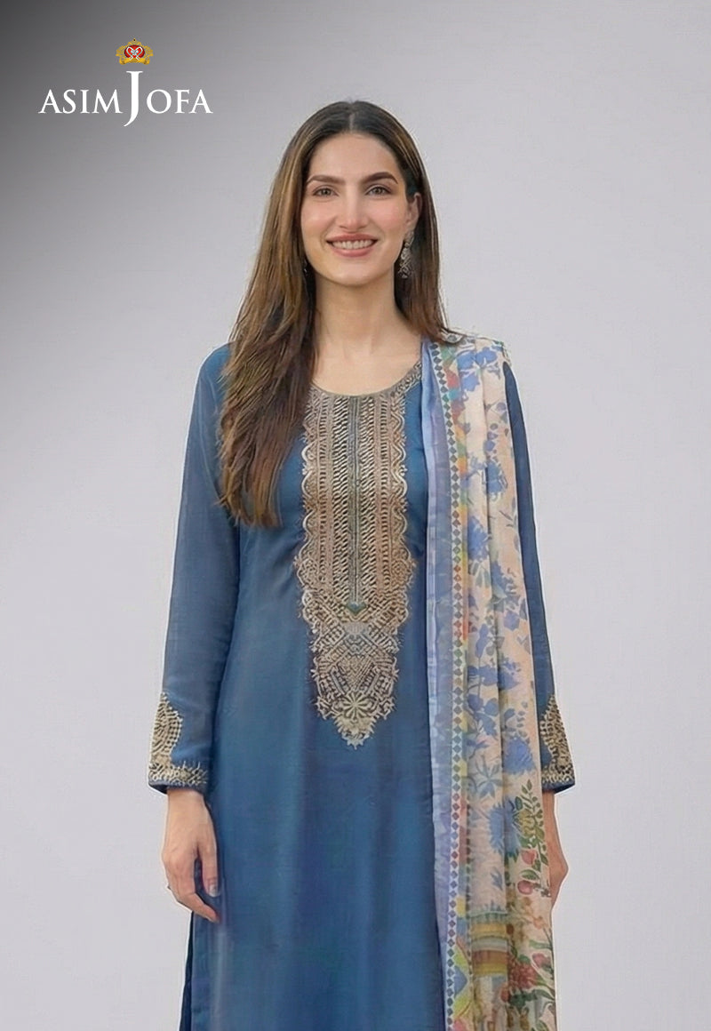 Ajso-146 Unstitched 3 Pcs Shirt Dupatta Trouser