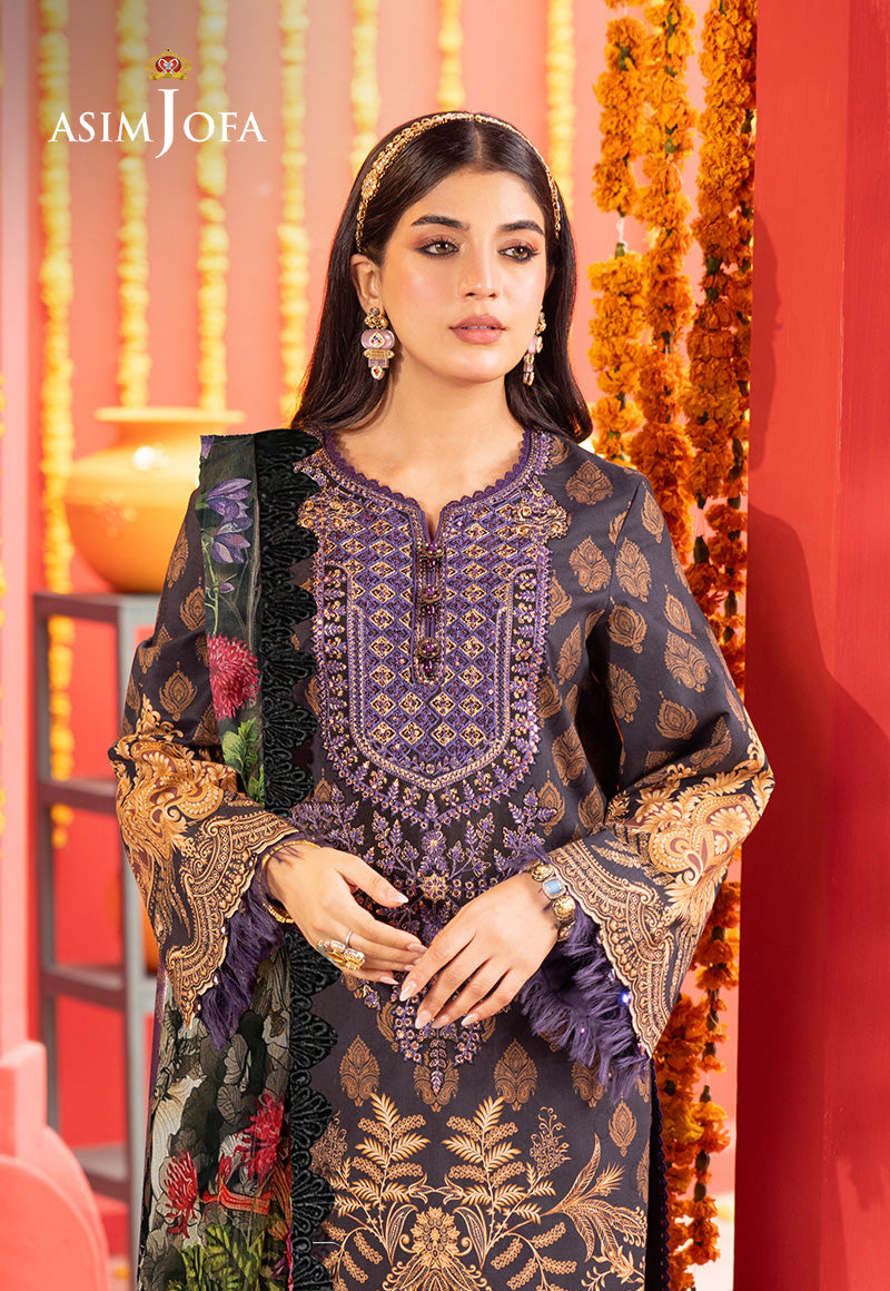 Ajso-154 Unstitched 3 Pcs Shirt Dupatta Trouser