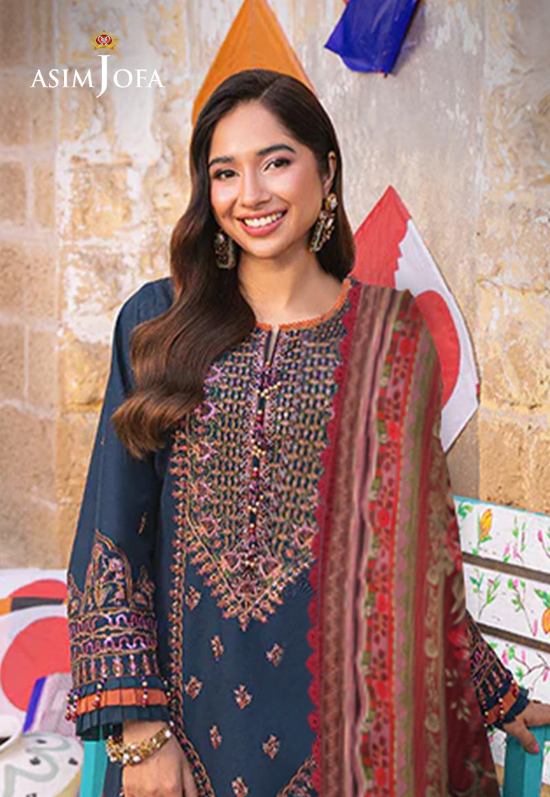Ajso-172 Unstitched 3 Pcs Shirt Dupatta Trouser