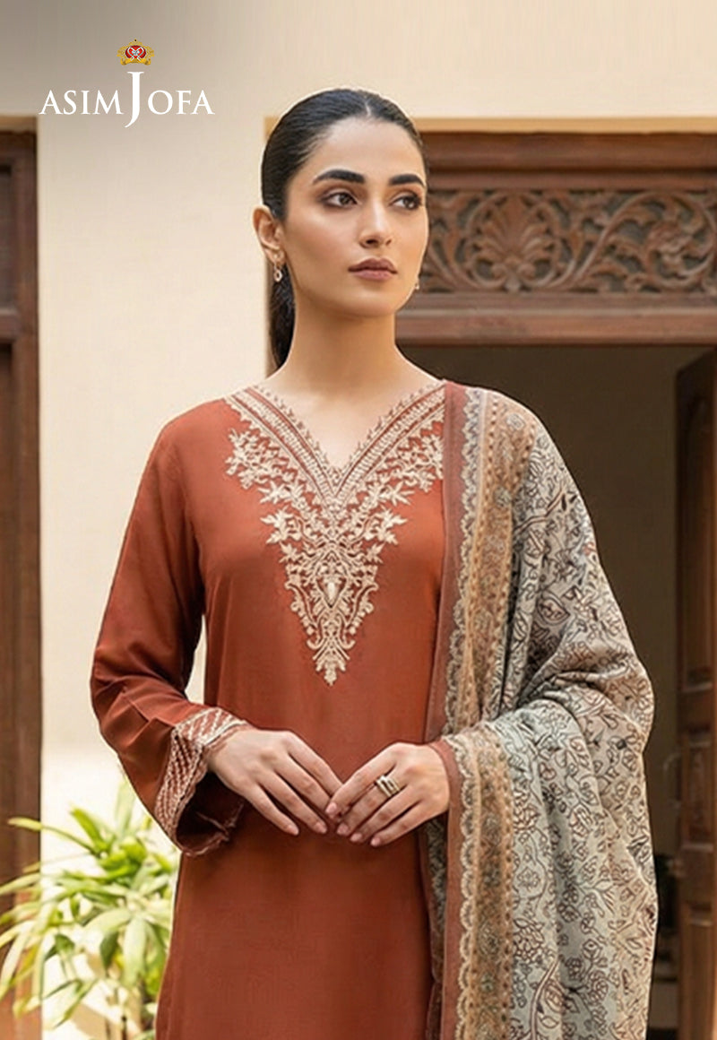 Ajso-182 Unstitched 3 Pcs Shirt Dupatta Trouser