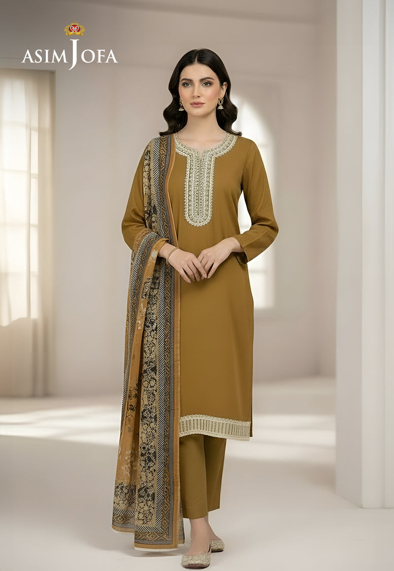 Ajso-220 Unstitched 3 Pcs Shirt Dupatta Trouser