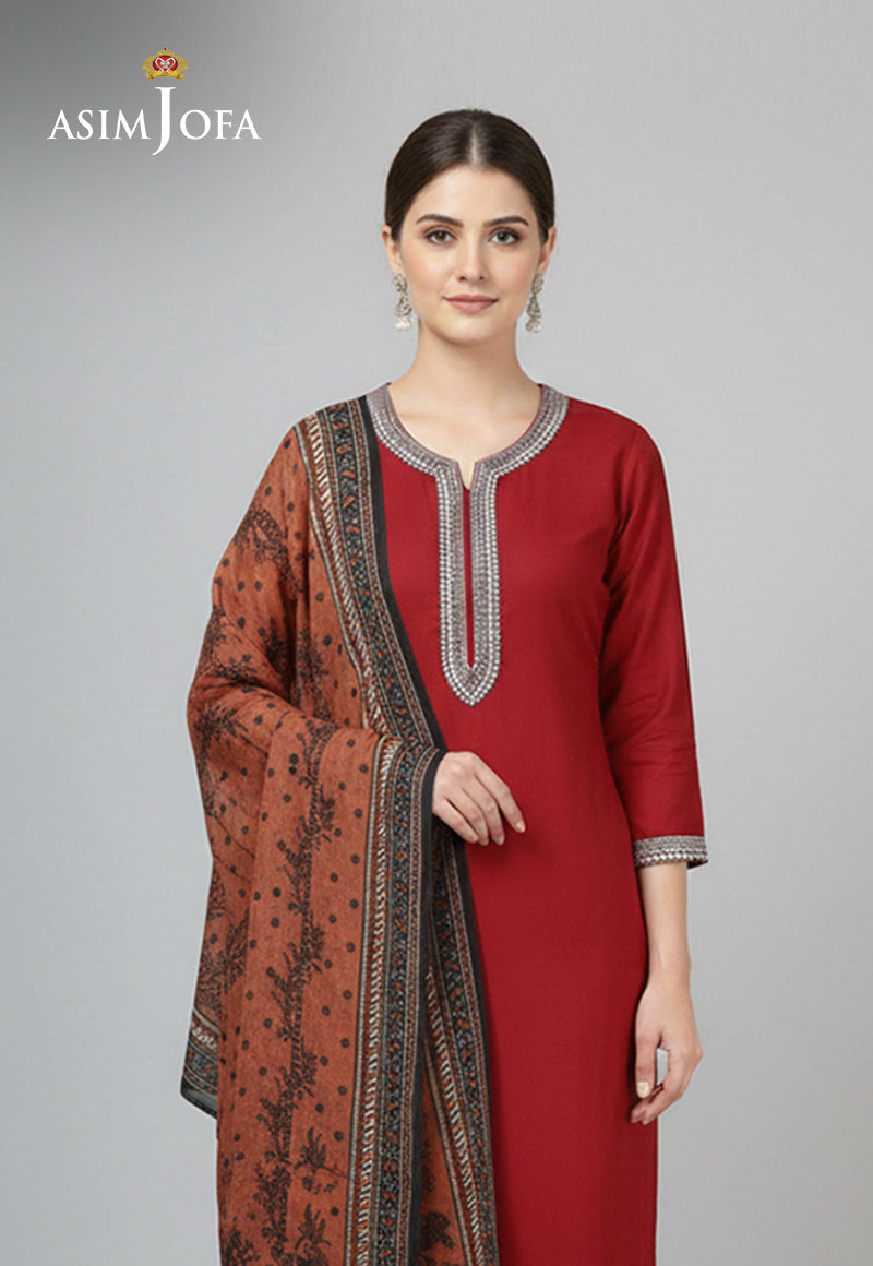 Ajso-246 Unstitched 3 Pcs Shirt Dupatta Trouser
