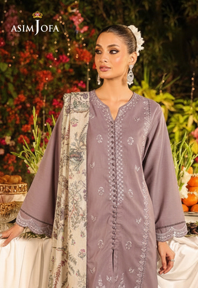 AJSO-249 EMBROIDERED RAW SILK Stitched 3PC Shirt Dupatta Trouser