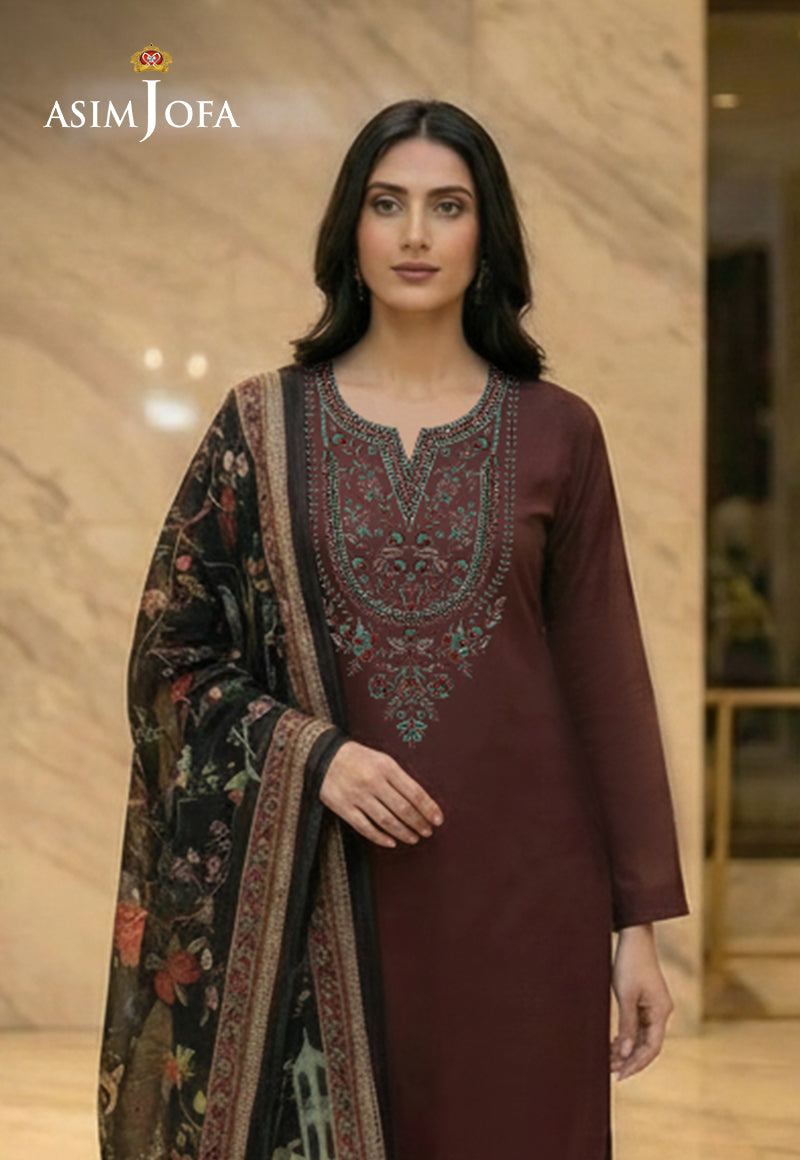 Ajso-258 Unstitched 3 Pcs Shirt Dupatta Trouser