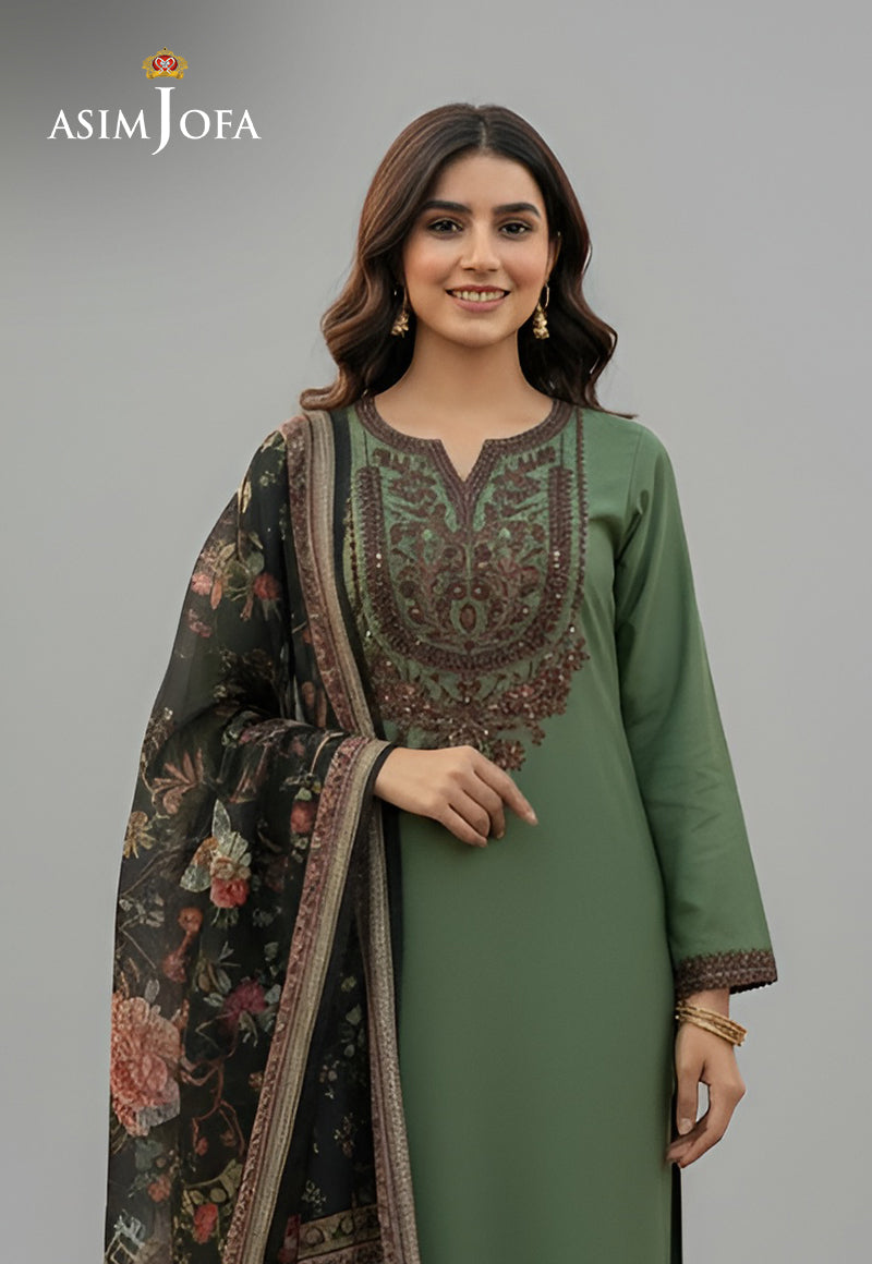 Ajso-274 Unstitched 3 Pcs Shirt Dupatta Trouser