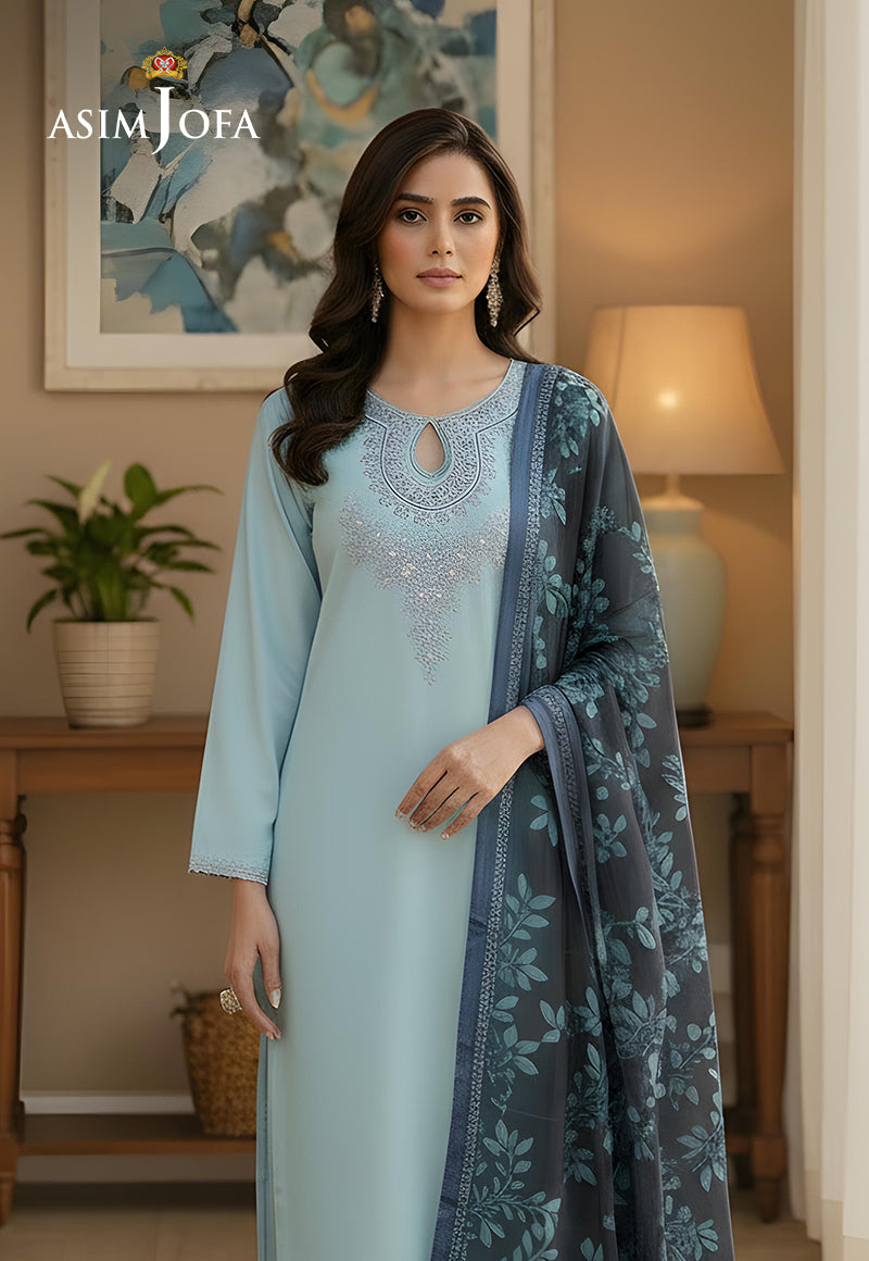 Ajso-287 Unstitched 3 Pcs Shirt Dupatta Trouser