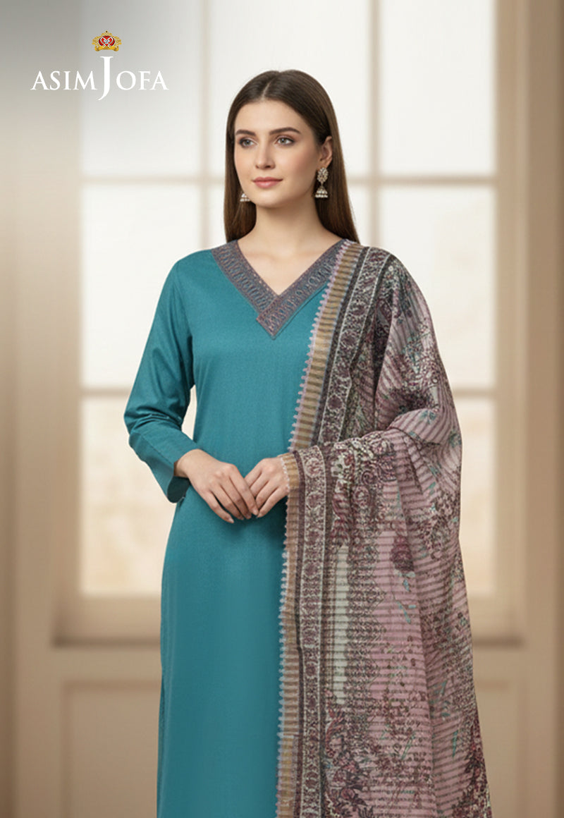 Ajso-292 Unstitched 3 Pcs Shirt Dupatta Trouser