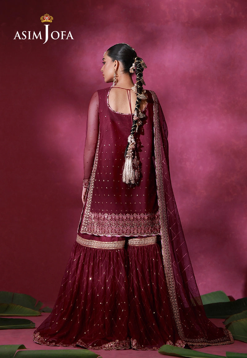 AJULFID-06 Embroidered Net Stitched 3 Pcs